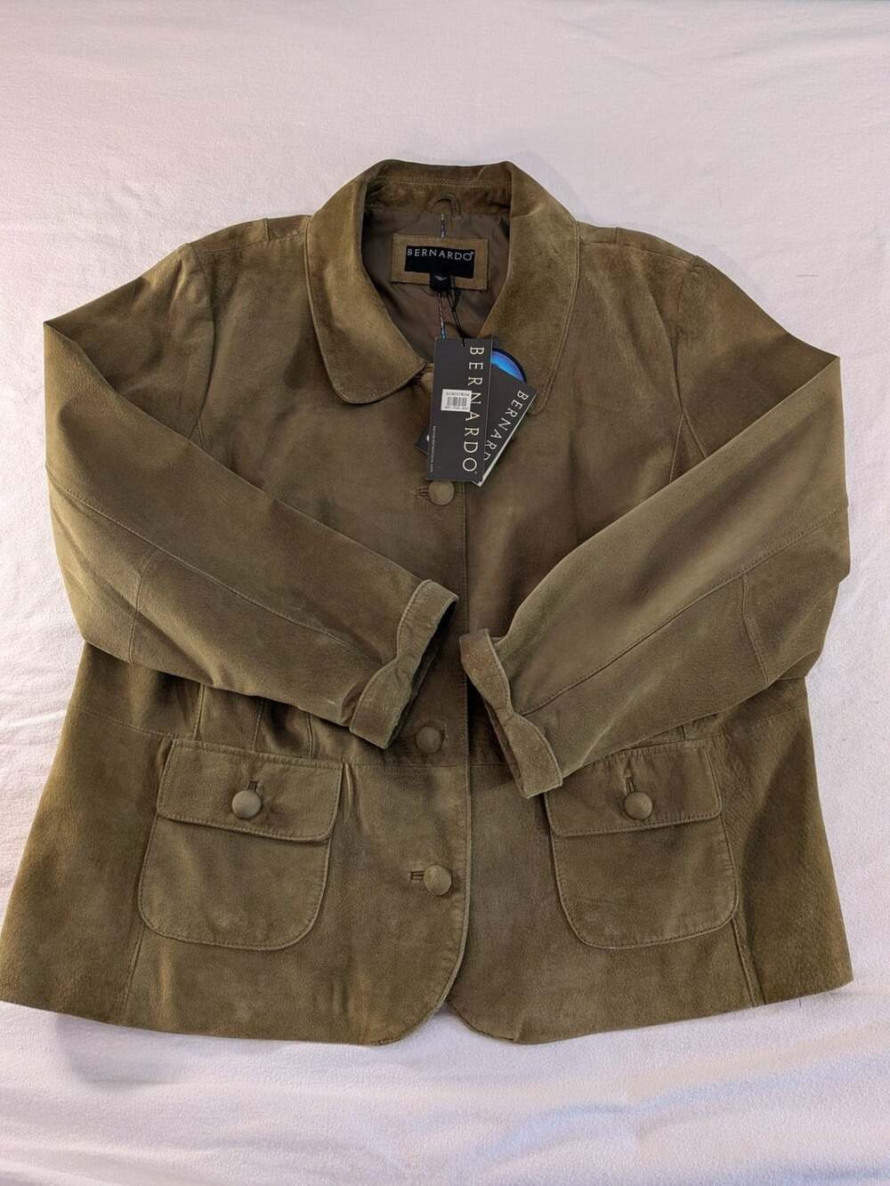 Bernardo Suede Olive Green Button Front Jacket 3X NWT